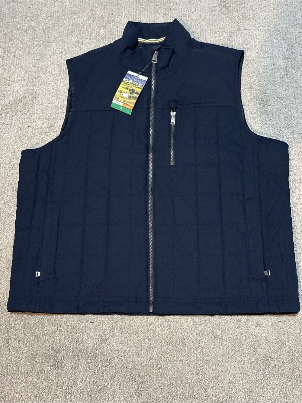 Orvis Men's Quilted Full Zip Vest Navy Blue Size XL NWT